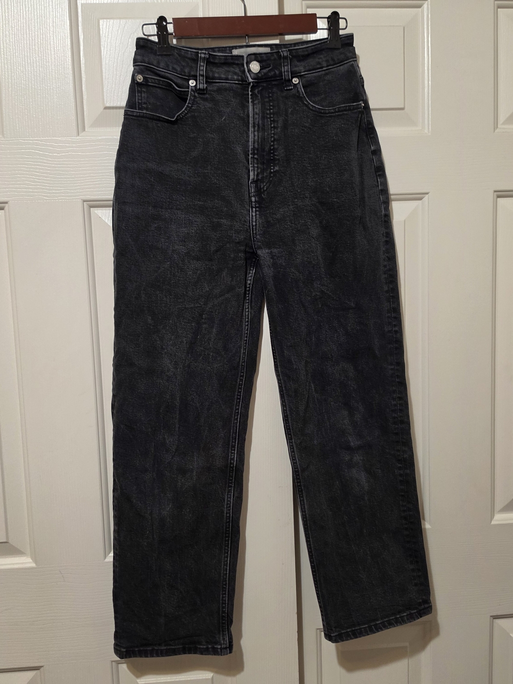 Everlane The Way High Jean Organic Cotton Straight Leg Black Denim Size 28